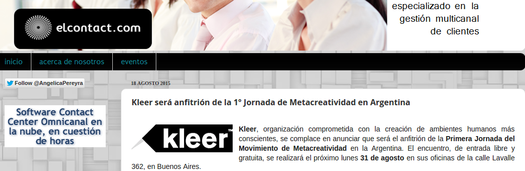 Kleer será anfitrión de la 1° Jornada de Metacreatividad en Argentina